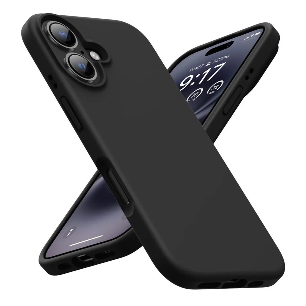 Sleek Black Silicone Phone 16 Case